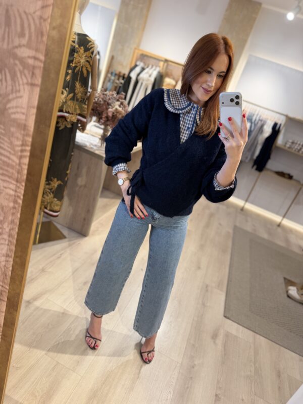 Cardigan cruzado azul-