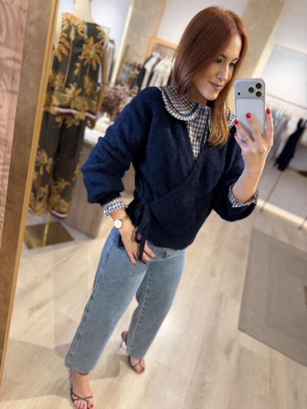 Cardigan cruzado azul