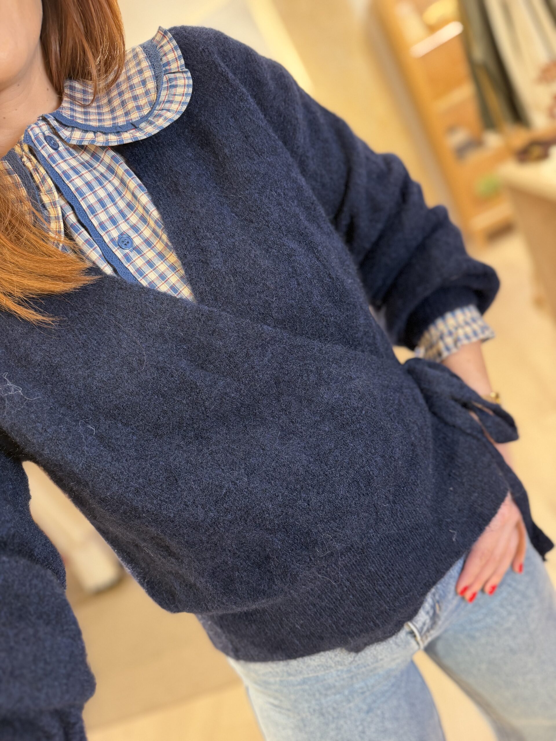 Cardigan cruzado azul zoom