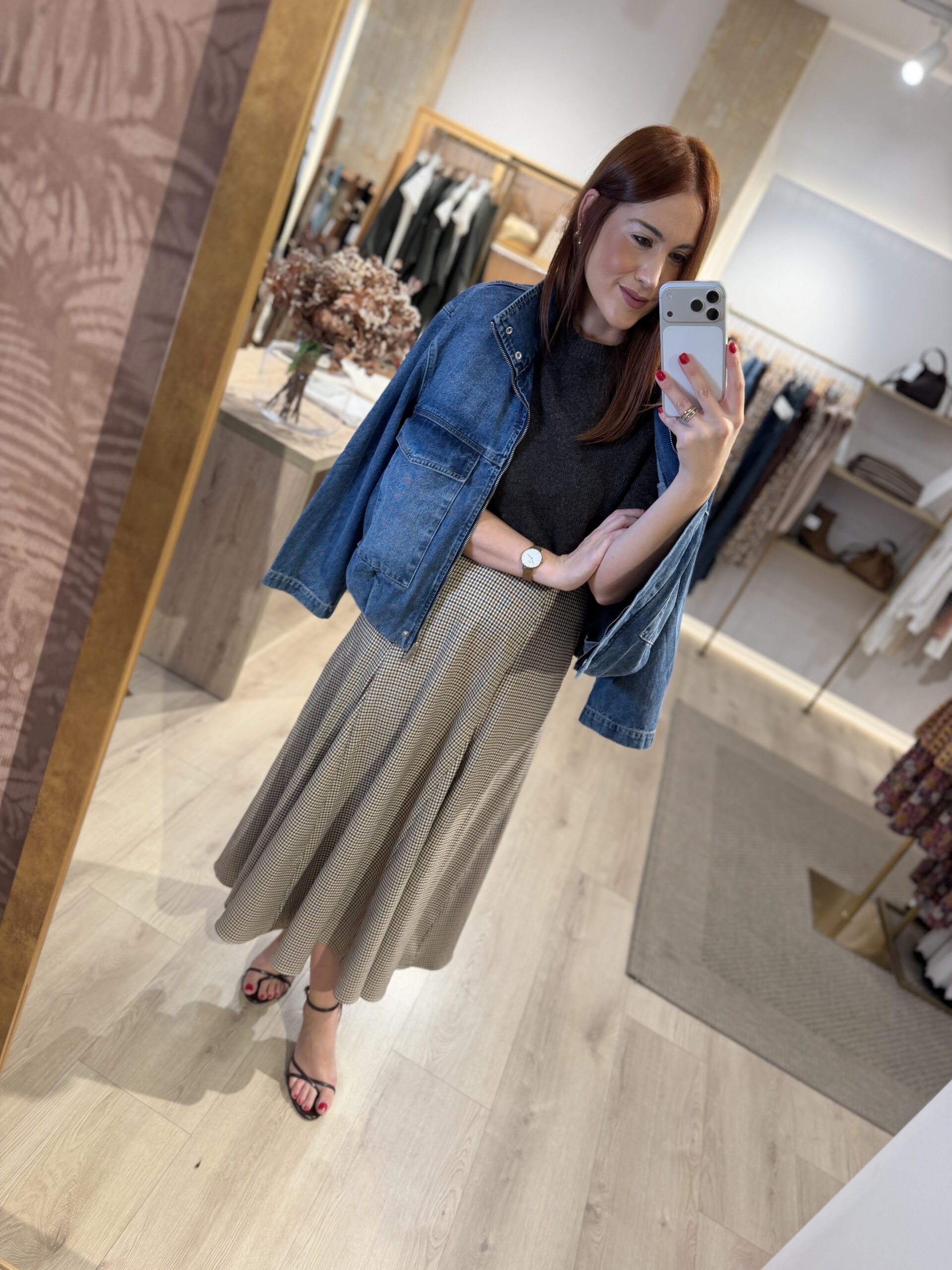 Falda midi cuadros-