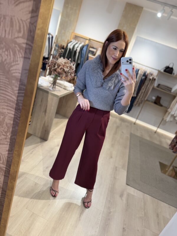 Jersey cuello pelo gris