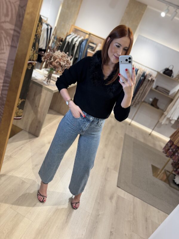 Jersey cuello pelo negro-