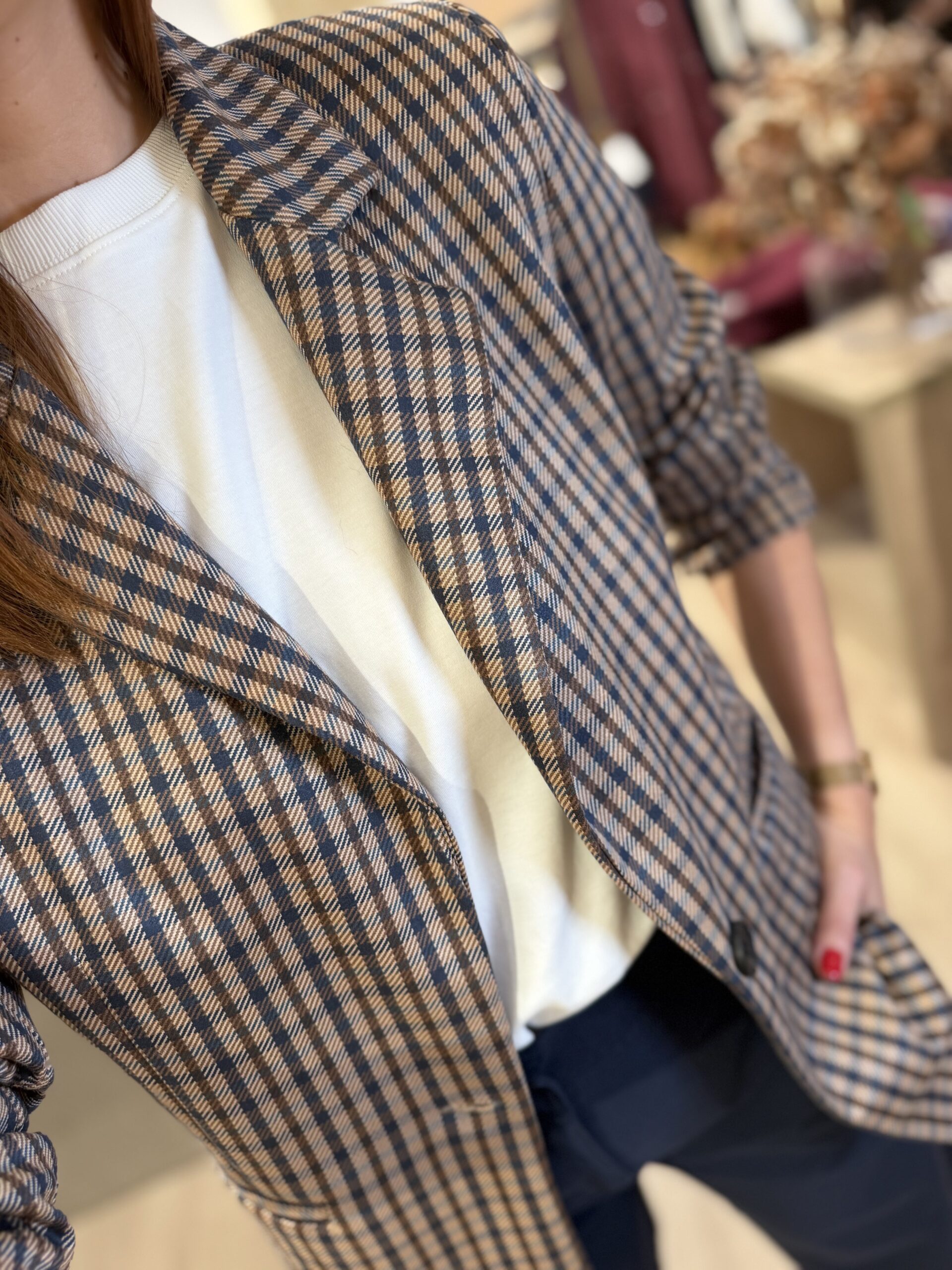 Blazer cuadro azul zoom