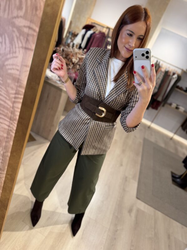 Blazer cuadro verde fajín