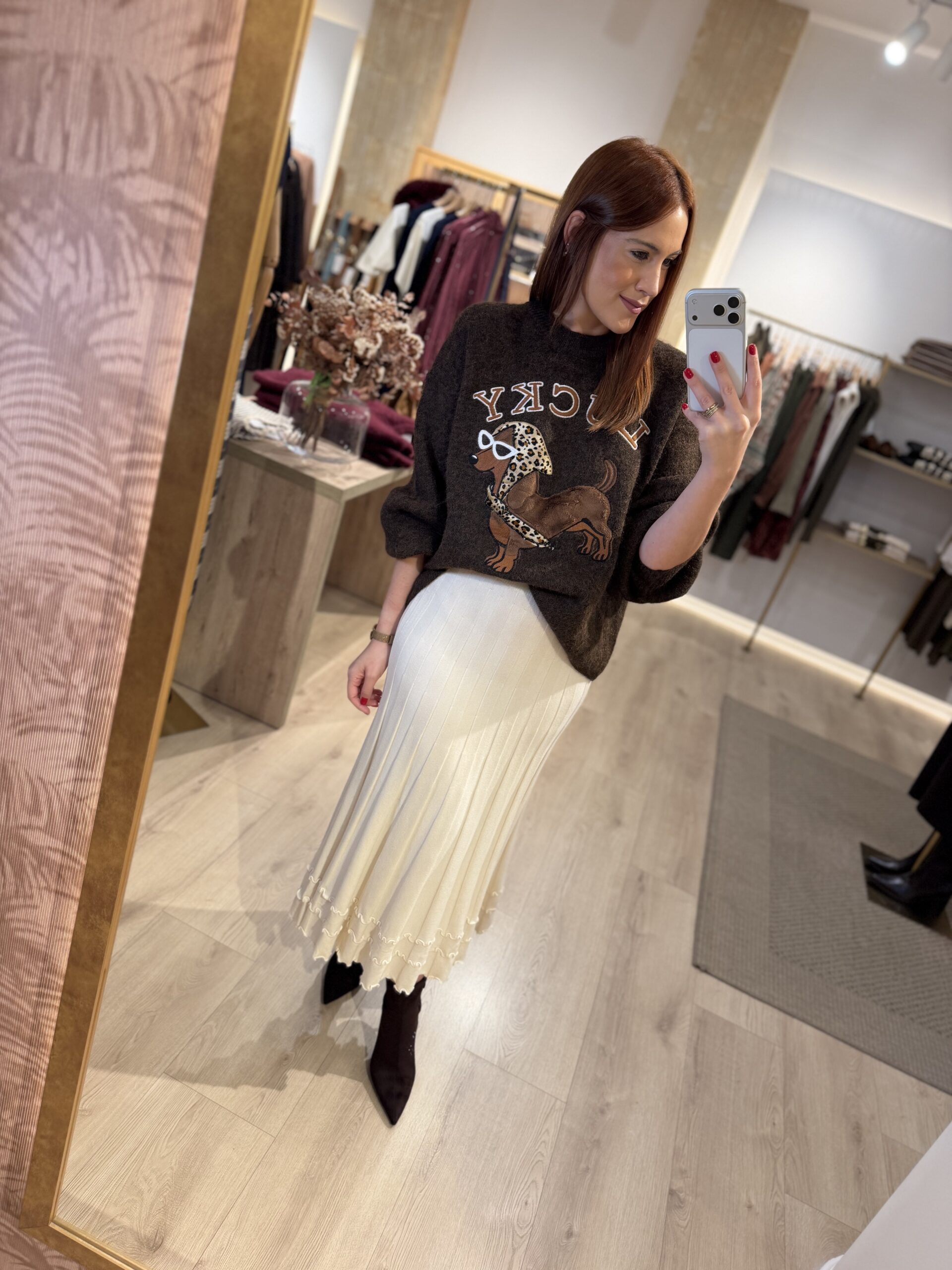 Falda punto volantes-