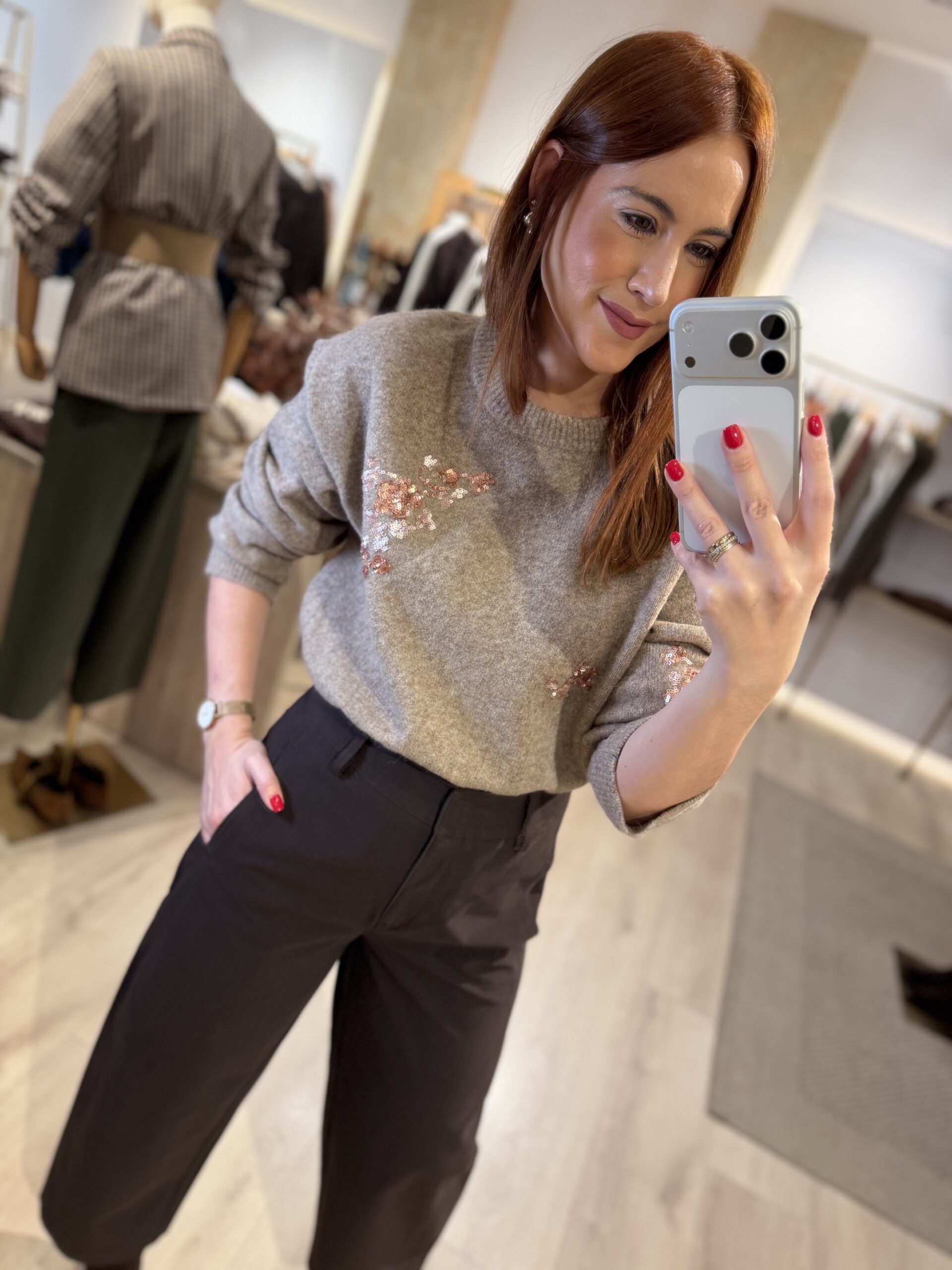 Jersey beige strass