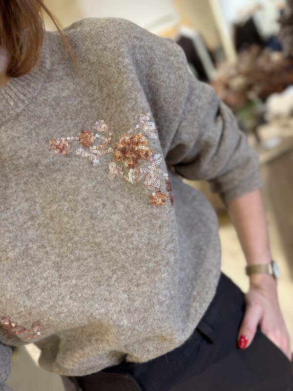 Jersey beige strass zoom