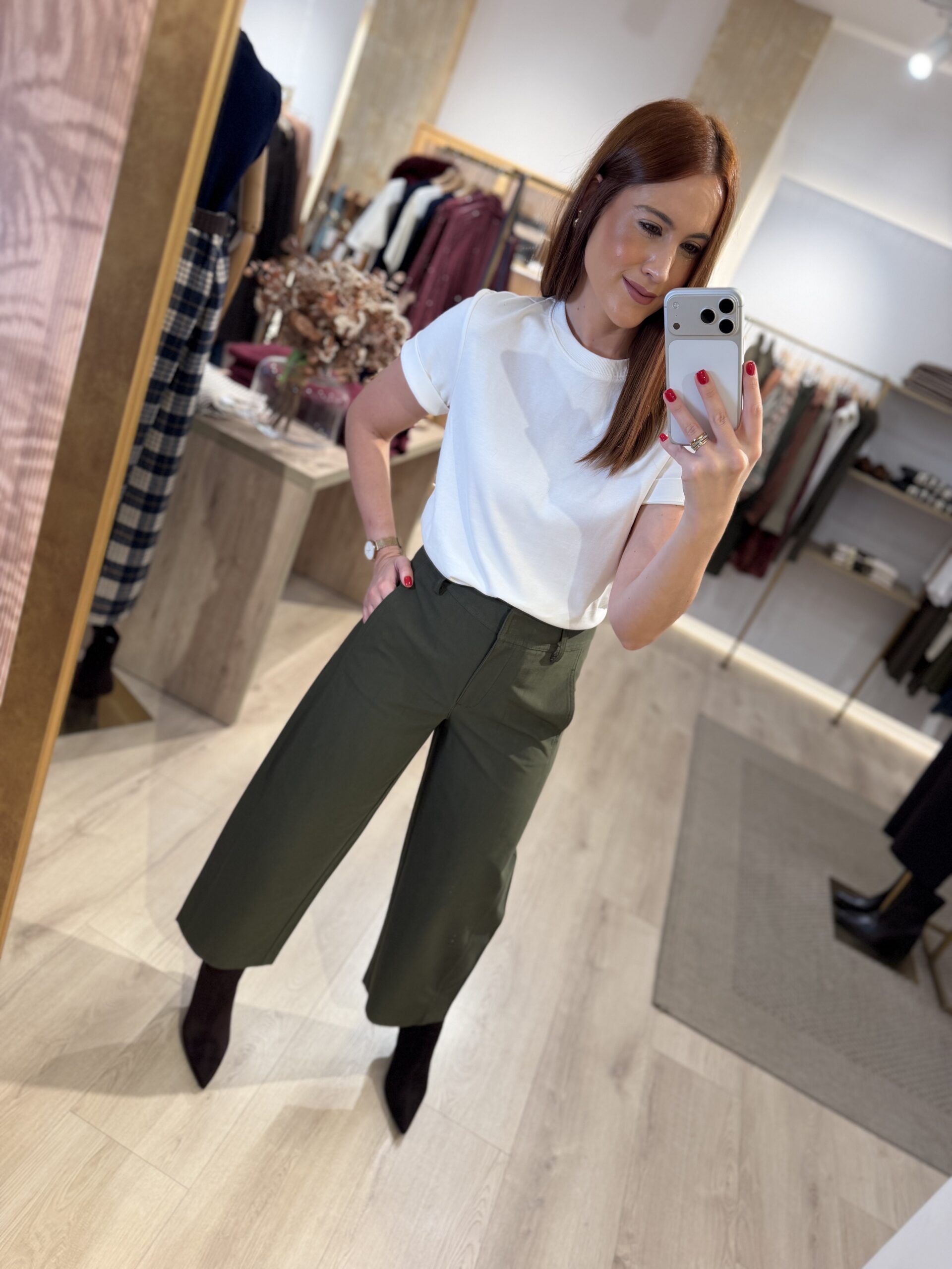 Pantalón mid waist barrel verde-