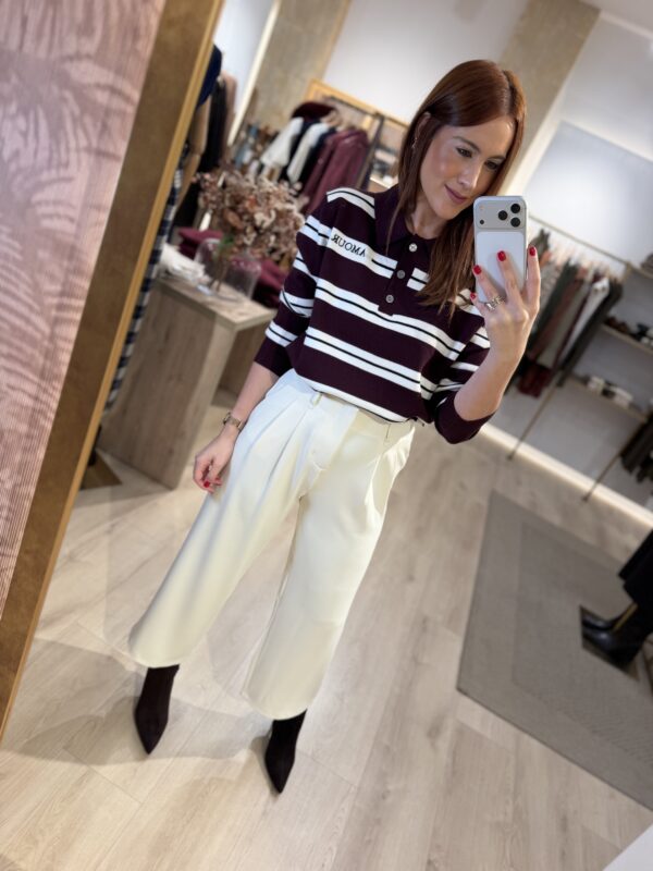 Polo rayas burdeos-