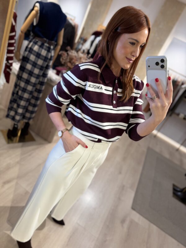 Polo rayas burdeos