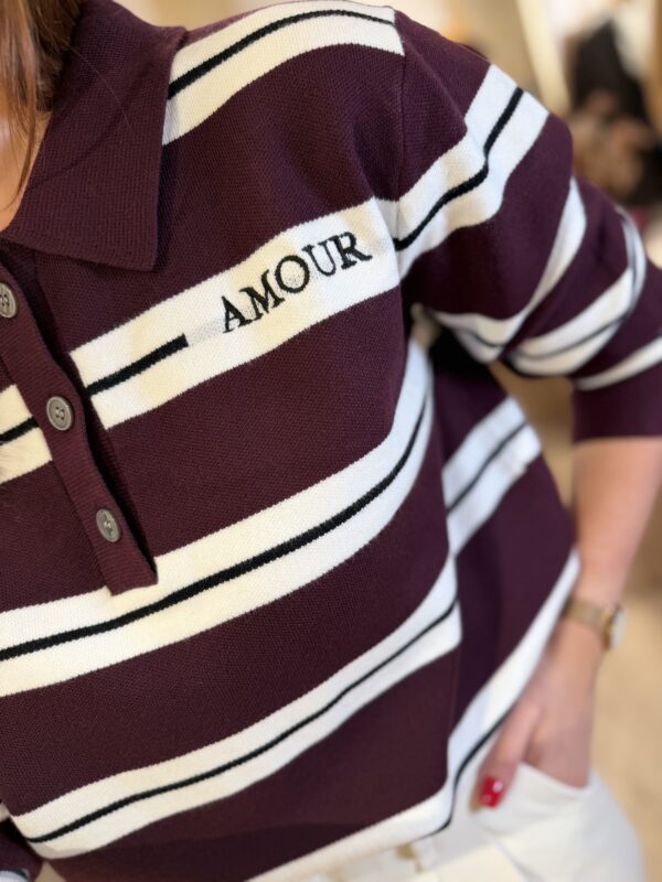 Polo rayas burdeos zoom